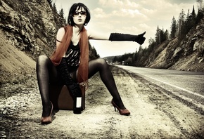 girl, road, model, ������