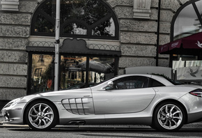 Mercedes, slr, mclaren, silver, street, building, , , ,  ...