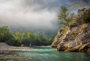 природа, скалы, река, Verdon, вердон, красиво, рыбалка, это, страсть, утро, ...
