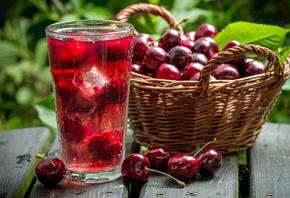 basket, cherry, drink, fruit, , , , 