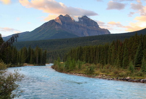 Канада, горы, река, небо, лес, красота