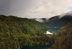 Хорватия, Плитвицкие озера, красота, озеро, лес, зелень, водопады