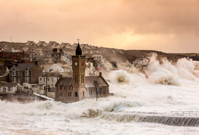 шторм, 2013, англия, великобритания, ветер, волна, гигант, море, город, цик ...