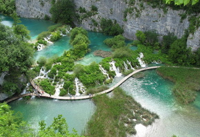 Хорватия, Плитвицкие озера, чудеса природы, красота, каскад, озера, скалы, водопад