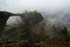 Чехия, Правчицкие ворота, чудеса природы, красота, скалы, туман