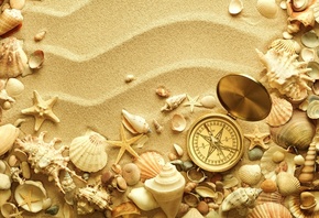 , , , , , summer, sand, creative, seashells, compass, starfish