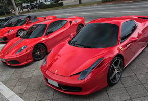 Феррари, суперкар, Ferrari, спорткар, паркинг, красный, бмв