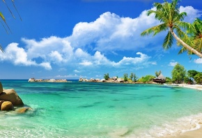 сейшелы, острова, курорт, тропики, индийский, океан, пальмы, пляж, лето, пр ...