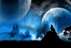 wolves, , fantasy art, 