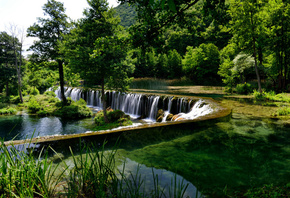 парк, природа, деревья, отдых, Босния и Герцеговина, красиво, пруд, каскад, водопад