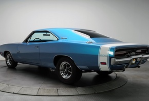 Dodge, Charger, 500, Hemi, 1969, Додж, Чарджер, вид сзади.синий