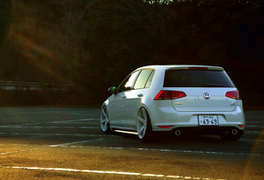 volkswagen, golf, , white, rear, 