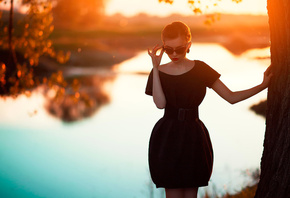 , dress, figure, sunset, , , , , , girl, s ...