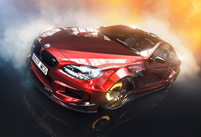 BMW, M6, Prior Design, Red, Car, Brake, Smoke