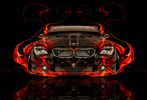 Tony Kokhan, BMW, M6, Front, Fire, Car, Abstract, Tuning, Orange, el Tony C ...