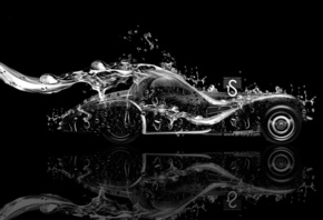 Tony Kokhan, Bugatti, Type 57S, 1937, Side, Water, Car, Black, White, el Tony Cars, Photoshop, HD Wallpapers,  , , , , , ,  , , , , , , , , 2014