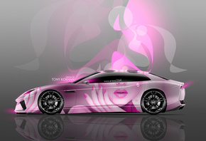 Tony Kokhan, Lamborghini, Estoque, Glamour, Girl, Aerography, Pink, Neon, Effects, Blonde, el Tony Cars, Photoshop, Style, 4K Wallpapers,  , , , , , , , , , , , , , 20