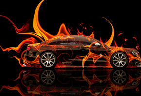 Tony Kokhan, Audi, S8, Biturbo, Fire, Car, Orange, Abstract, Black, Tuning, ...