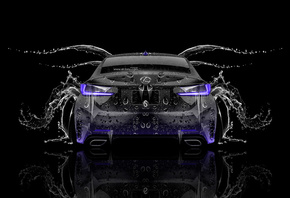 Tony Kokhan, Lexus, RC350, Water, Car, Back, Black, Violet, Neon, el Tony Cars, Photoshop, Style, HD Wallpapers,  , , , ,  350,  , , , , , , , , , , 2014