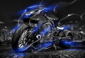 Tony Kokhan, Moto, Smoke, Crystal, City, Bike, Blue, Neon, el Tony Cars, HD Wallpapers,  , , , , , , , , , , , , , , , , 2014