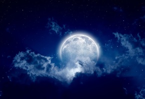 небо, облака, природа, ночь, луна, звезды, красиво