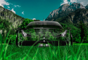 Tony Kokhan, Ferrari, Italia, 458, Front, Crystal, Nature, Green, Grass, Ca ...