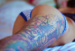 baby, tattoo, bed, legs, sexy, hot