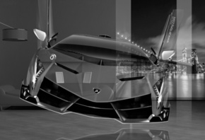 Tony Kokhan, Lamborghini, Veneno, Crystal, Home, Fly, Car, Fantasy, Silver, ...