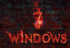 windows, 7, компьютер, операционная система. текстура, пламя, огонь