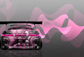 Tony Kokhan, Toyota, Mark2, JZX90, JDM, Anime, Girl, Aerography, Car, Pink, ...