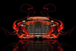 Tony Kokhan, Audi, TT, Offroad, Fire, Car, Crossover, Abstract, Black, Oran ...