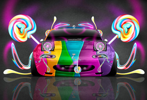 Tony Kokhan, Mazda, Miata, JDM, Front, Fantasy, Multicolors, Aerography, Candy, Car, el Tony Cars, Design, Art, Style, HD Wallpapers,  , , , , , , 2014, , ,  , , , , ,