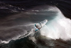 windsurfing, ocean, water, wind