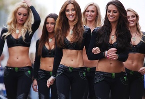 girls, group, bike, road, beauty, monster