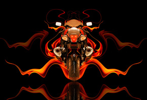 Tony Kokhan, Moto, Suzuki, Hayabusa, Back, Fire, Abstract, Bike, Orange, Bl ...