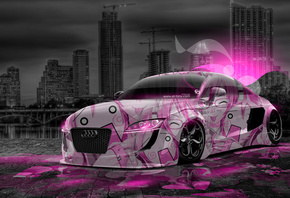 Tony Kokhan, Audi, TT, Tuning, Anime, Aerography, Girl, Pink, Neon, Effects, Style, Design, Art, City, Night, HD Wallpapers, el Tony Cars, Photoshop,  , , , , , , , , , , , , , 