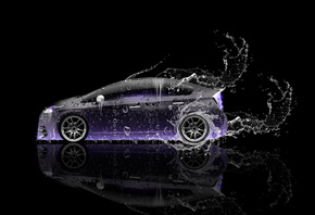 Tony Kokhan, Toyota, Prius, Hybrid, Side, Water, Car, Violet, Neon, Effects ...