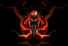 Tony Kokhan, Moto, Ducati, 1199, Front, Fire, Bike, Abstract, Orange, Flame, Black, el Tony Cars, Photoshop, HD Wallpapers, Design, Art, Style,  , , , , ,  , , , , , , 2014, , ,