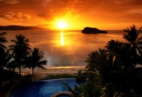 sunset, amazing, sea, ocean, clouds, sky