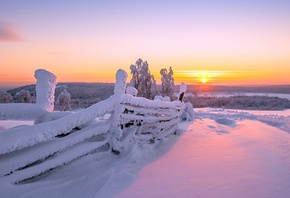 winter, mountain, snow, trees, road, sun, sky, blue