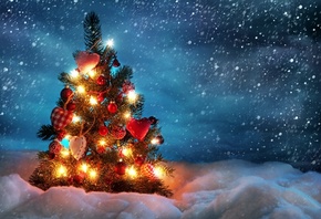 елка, новый год, фотошоп, зима, фэнтези