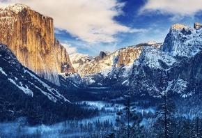 mountain, grass, gree, grass, sky, snow