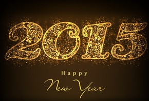 golden, Happy, New Year, 2015, С Новым Годом, золото