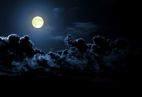 moon, sky, clouds, night