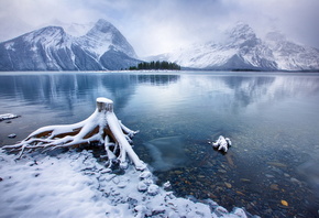 kananaskis, lake, canada, mountain, snow