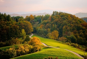 mountain, green, grass, sky, tree