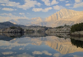 lake, mountain, sky, purple, water, clouds