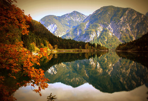 lake, water, tree, grass, sky