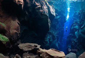 фото, под водой, дайвинг, Исландия, скалы, камни, красиво, фото, bing