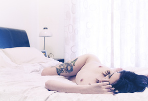 legs, tattoo, hair, girl, room, bed, sexy, body, hot